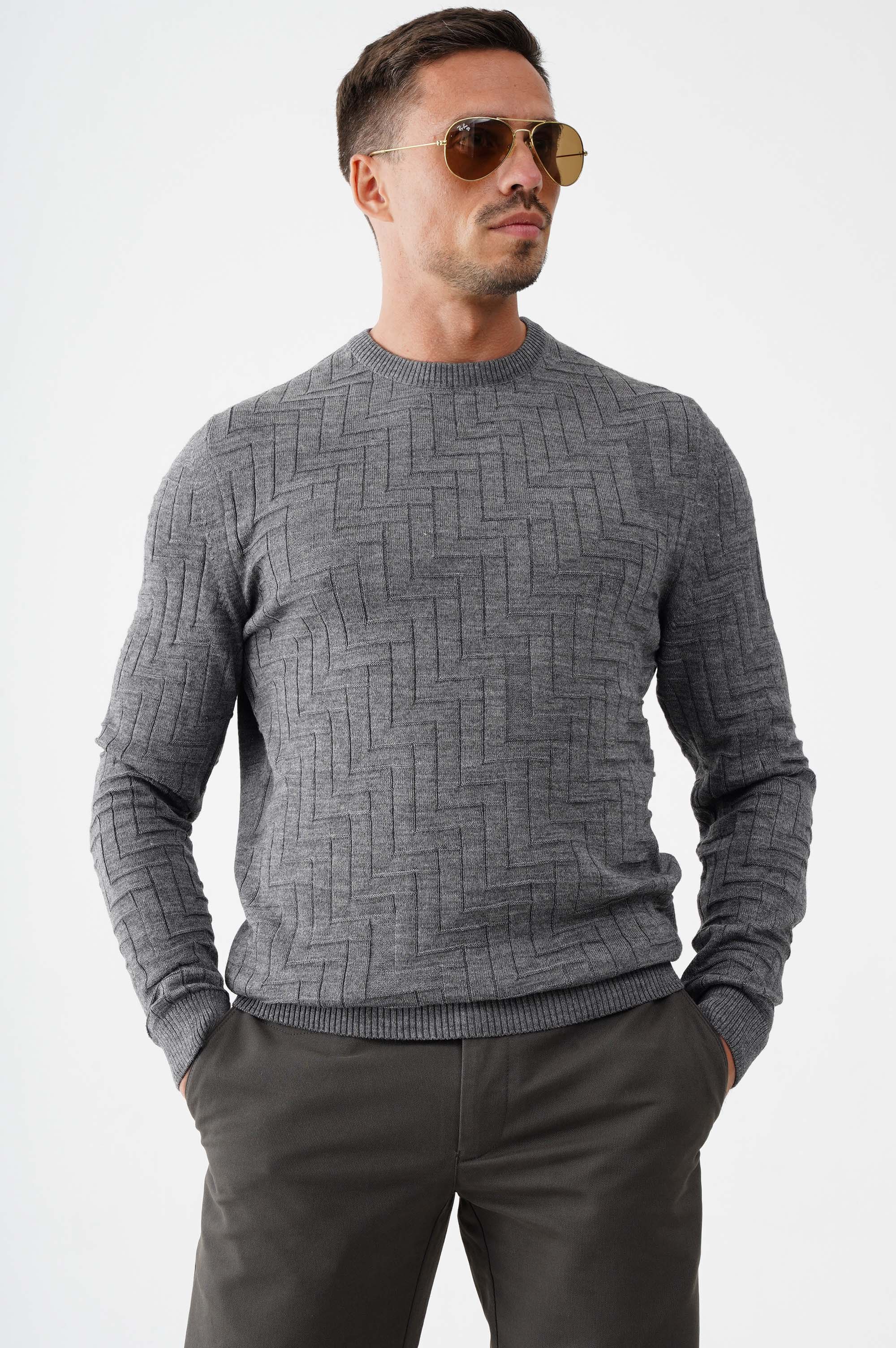 Фактурний светр із круглою горловиною