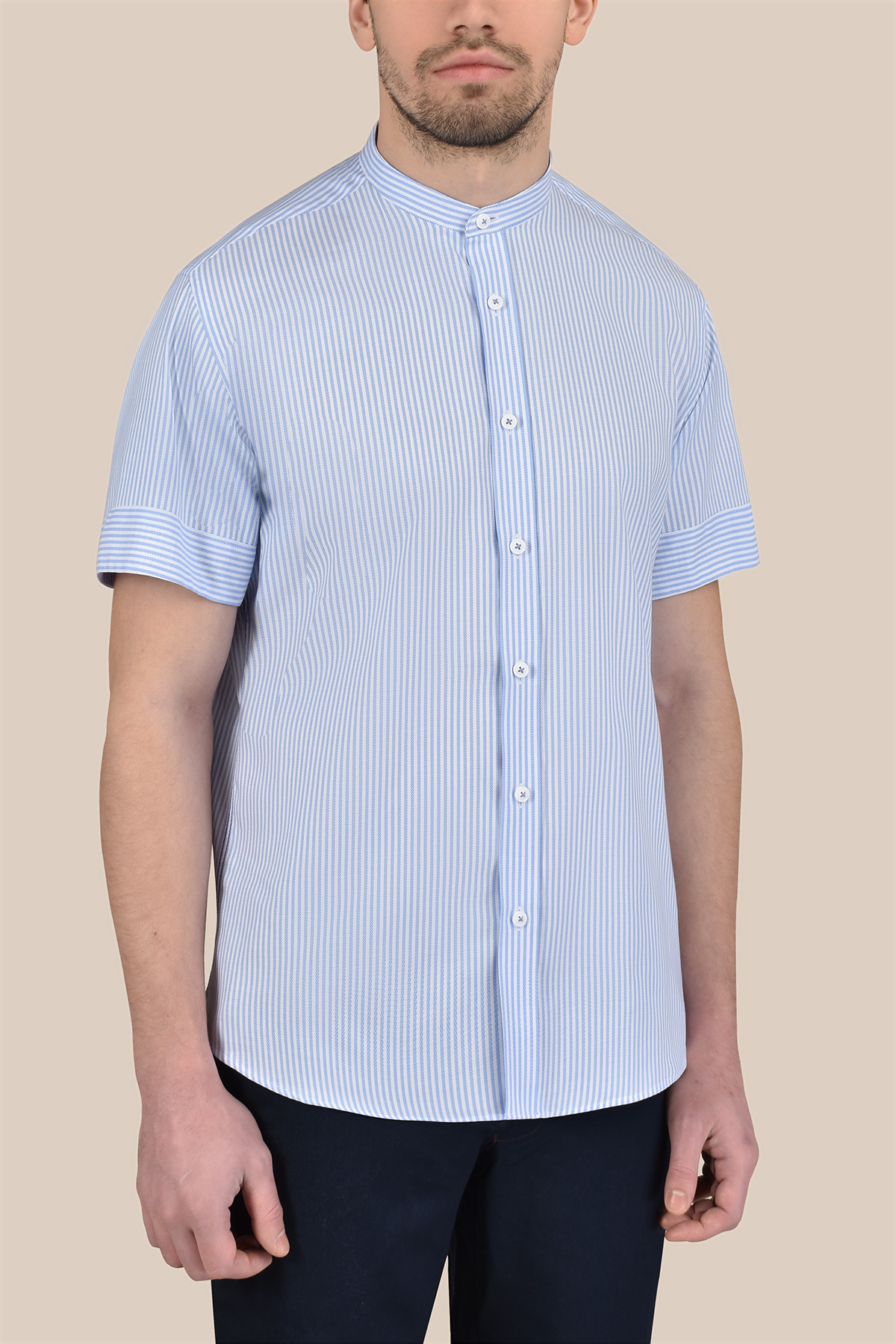 Сорочка білого кольору в блакитну смужку Vaismann 20143