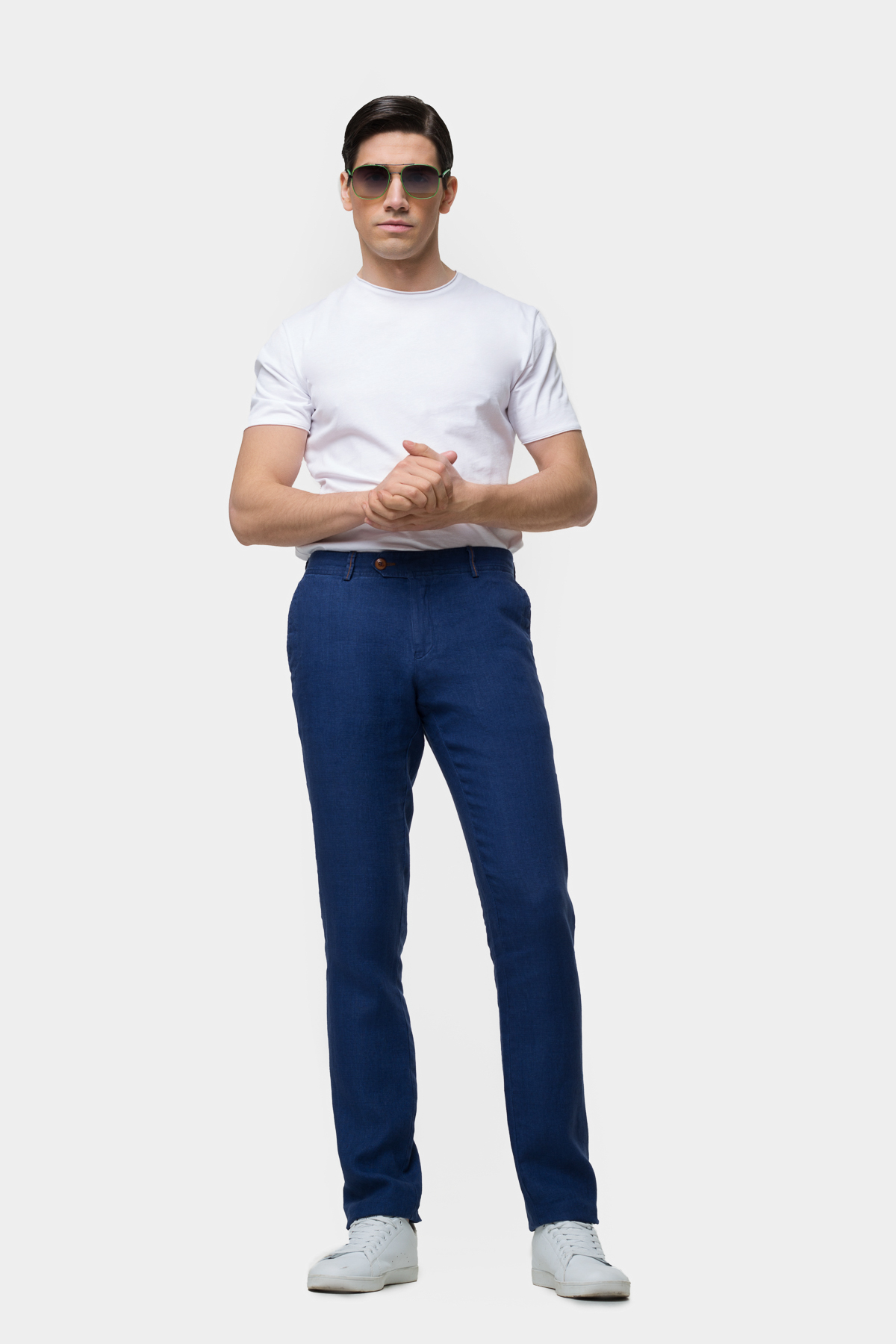 Звужені брюки з комфортної тканини льон Vaismann 21516